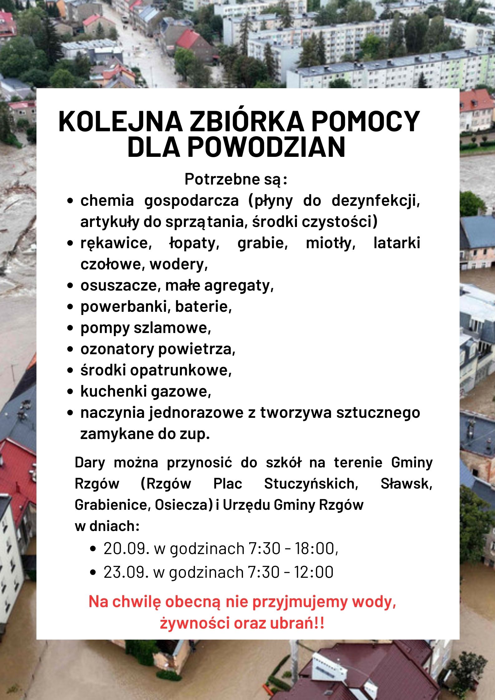 KOLEJNA ZBIRKA POMOCY DLA POWODZIAN